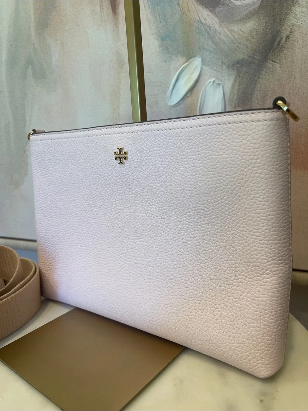 Tory Burch Blake Pebbled Leather Crossbody in Pink